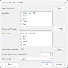 Settings Dialog